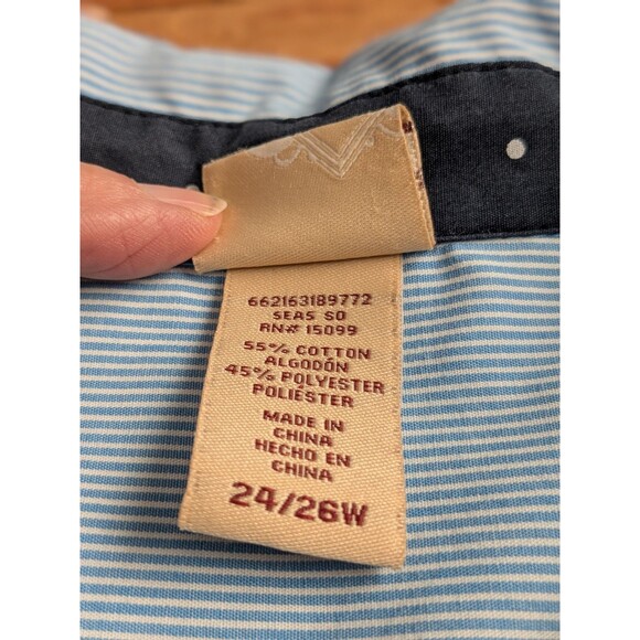 Covington Womans Shirt With Roll Tab Sleeve Plus Sz 24-26W  Blue & White Striped - Picture 8 of 11